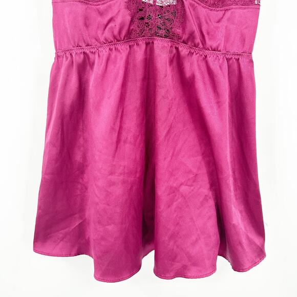 Victorias Secret VS Womens Coquette Lace Slip Babydoll Dress Chemise Size S Wine - Picture 4 of 10